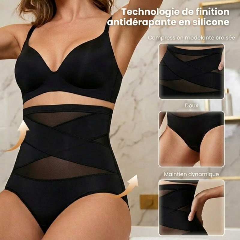 🌸 Dernier jour – 2 achetés, 1 offert ✨ Culotte grande taille à taille haute avec effet gainant croisé