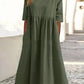 【S-5XL】👗Памучна рокля с кръгло деколте и джобове