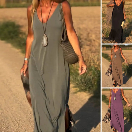 ✨Нова в началото на лятото✨Женска рокля Maxi Cami с V-образно деколте