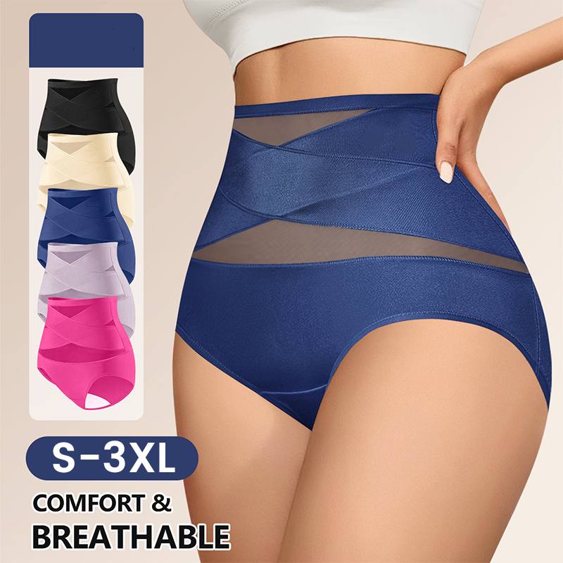 🌸 Dernier jour – 2 achetés, 1 offert ✨ Culotte grande taille à taille haute avec effet gainant croisé