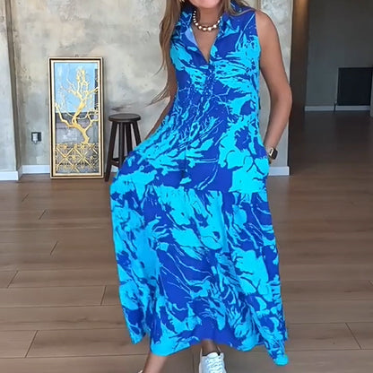 ✨ Женска мода отпечатани без ръкави макси рокли 👗