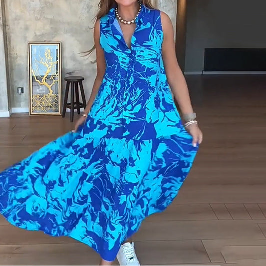 ✨ Женска мода отпечатани без ръкави макси рокли 👗