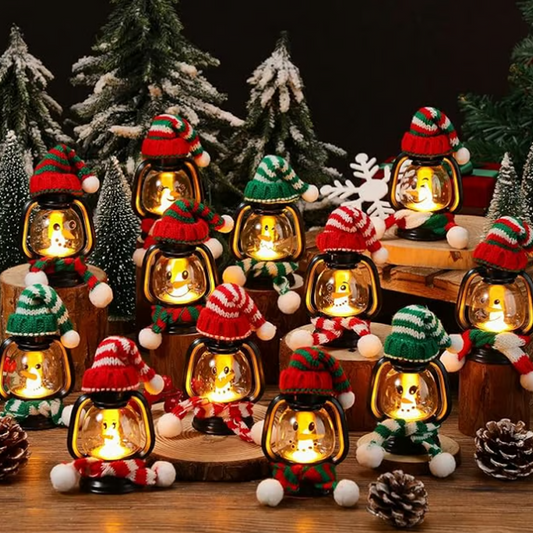 🧑‍🎄Мини фенер за снежен човек с шапки и шалове