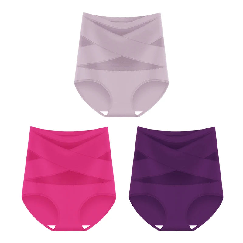🌸 Dernier jour – 2 achetés, 1 offert ✨ Culotte grande taille à taille haute avec effet gainant croisé