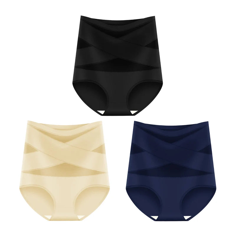 🌸 Dernier jour – 2 achetés, 1 offert ✨ Culotte grande taille à taille haute avec effet gainant croisé