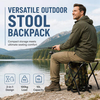 Przenośny, składany plecak z krzesełkiem – stołek kempingowy 2 w 1