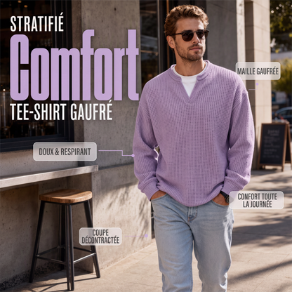 🔥Plus de 45 000 exemplaires vendus ! ✨👕Sweat à manches longues confortable à motif alvéolé multicouche 🎁
