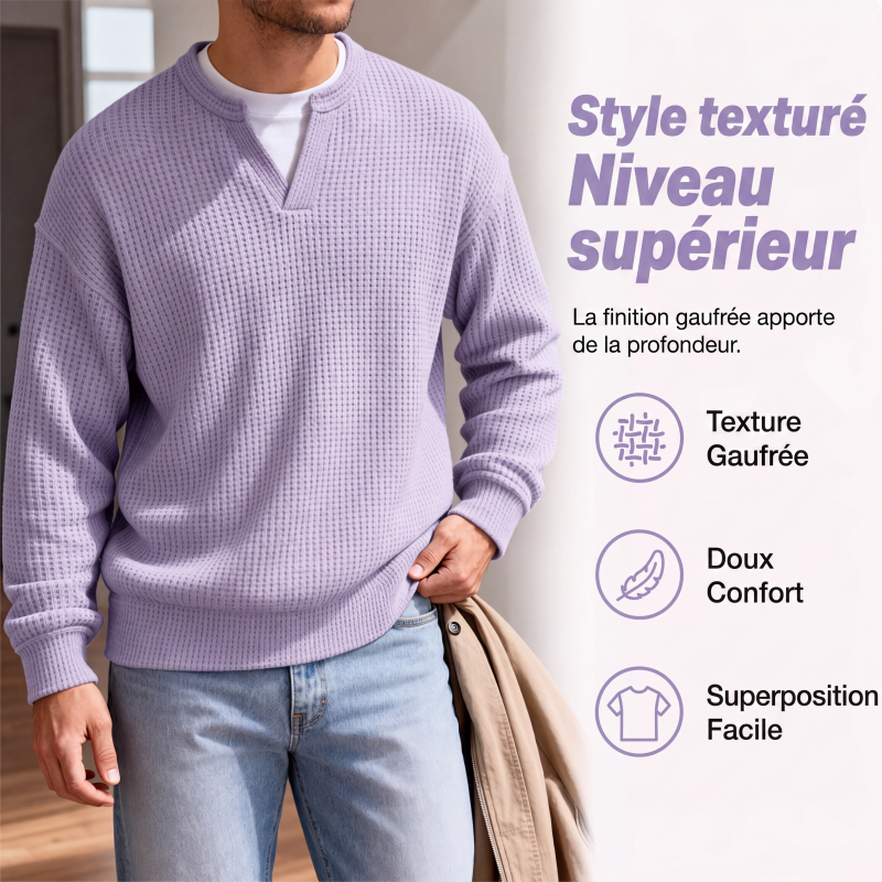 🔥Plus de 45 000 exemplaires vendus ! ✨👕Sweat à manches longues confortable à motif alvéolé multicouche 🎁