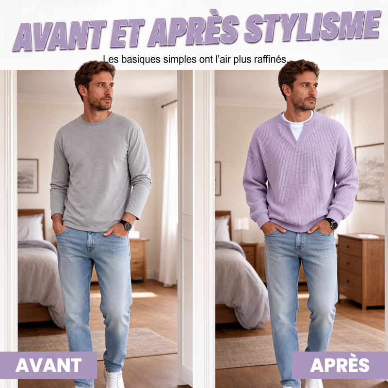 🔥Plus de 45 000 exemplaires vendus ! ✨👕Sweat à manches longues confortable à motif alvéolé multicouche 🎁