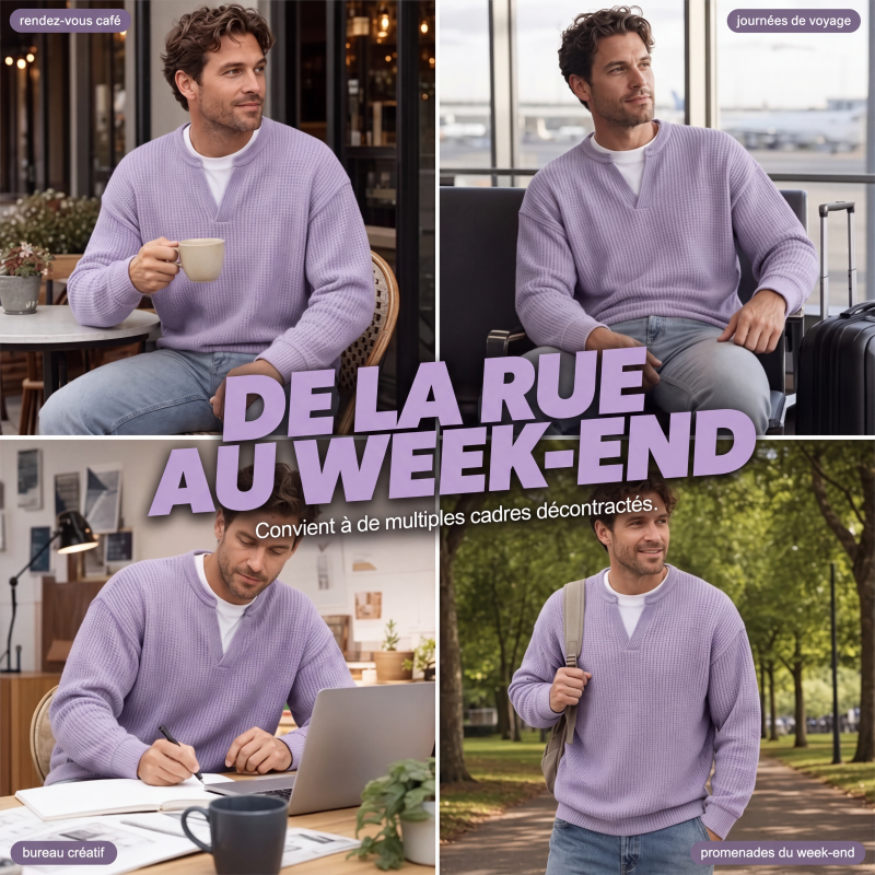 🔥Plus de 45 000 exemplaires vendus ! ✨👕Sweat à manches longues confortable à motif alvéolé multicouche 🎁