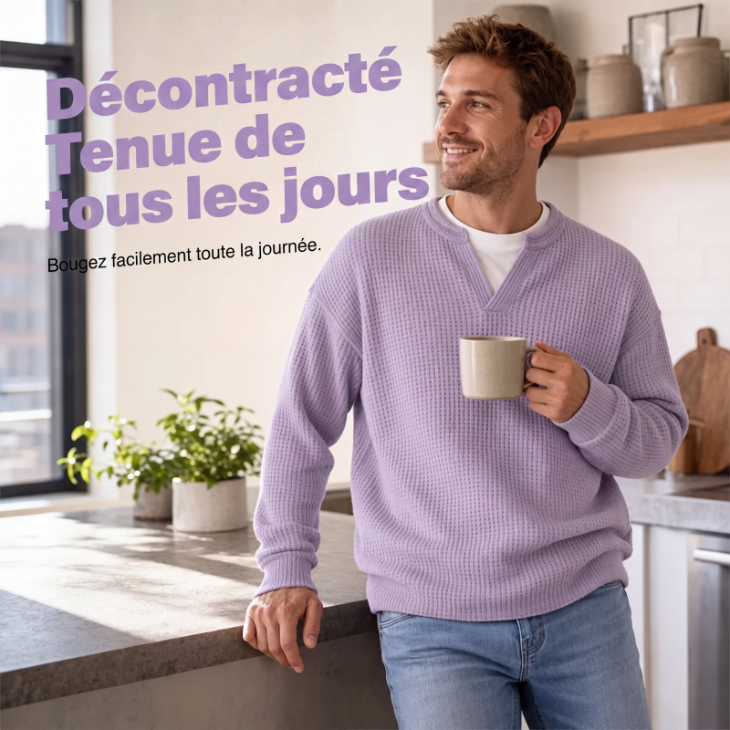 🔥Plus de 45 000 exemplaires vendus ! ✨👕Sweat à manches longues confortable à motif alvéolé multicouche 🎁