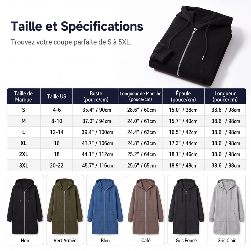 🍂 OFFRE DE SAISON · 50 % | Cardigan Long Femme à Capuche & Zip