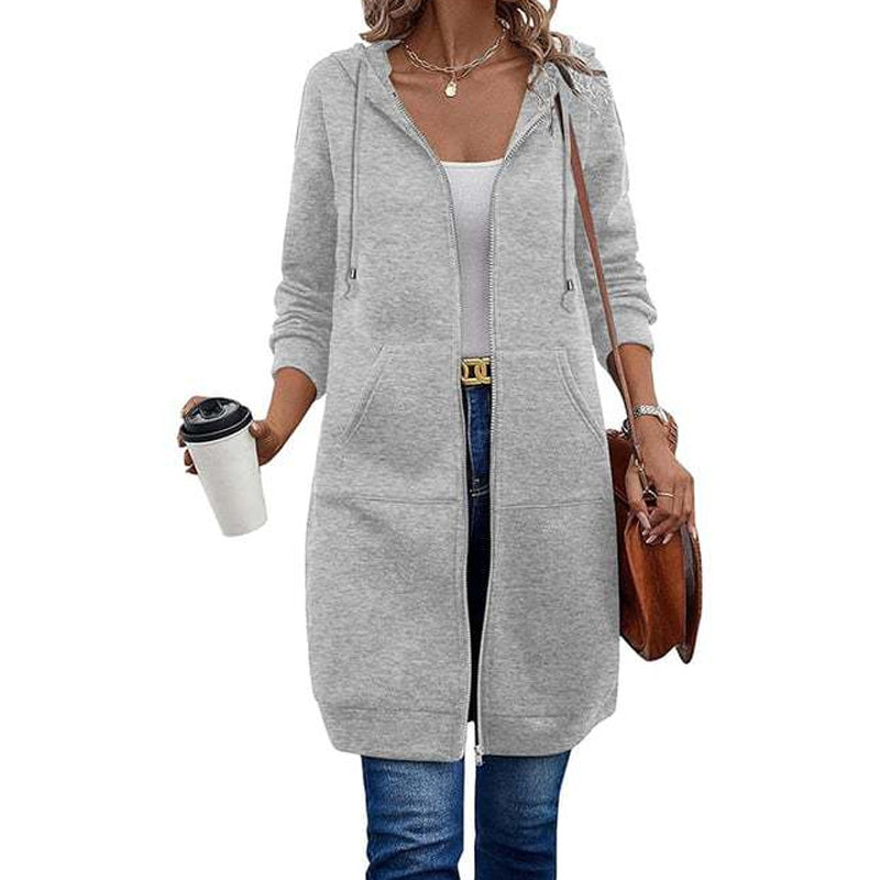 🍂 OFFRE DE SAISON · 50 % | Cardigan Long Femme à Capuche & Zip