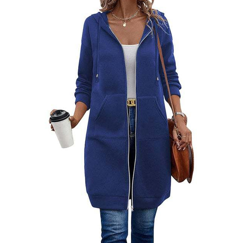 🍂 OFFRE DE SAISON · 50 % | Cardigan Long Femme à Capuche & Zip
