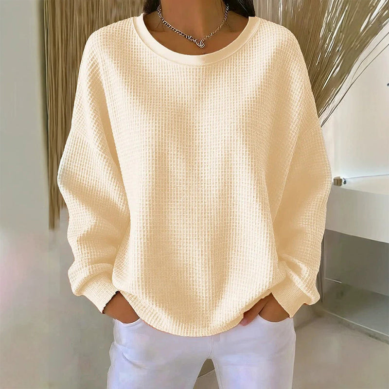 ✨Sweat-shirt ample pour femme en maille gaufre
