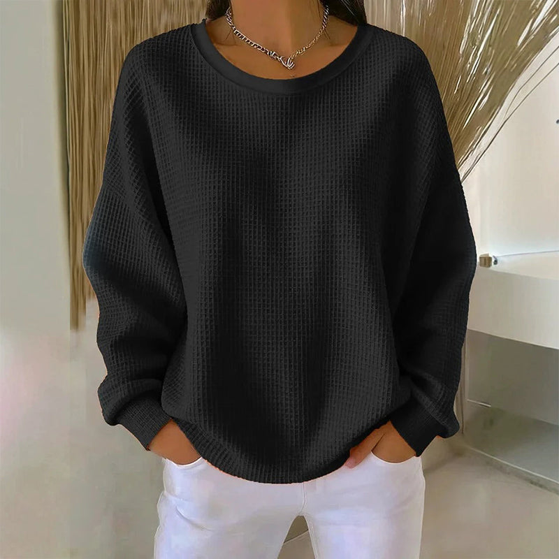 ✨Sweat-shirt ample pour femme en maille gaufre