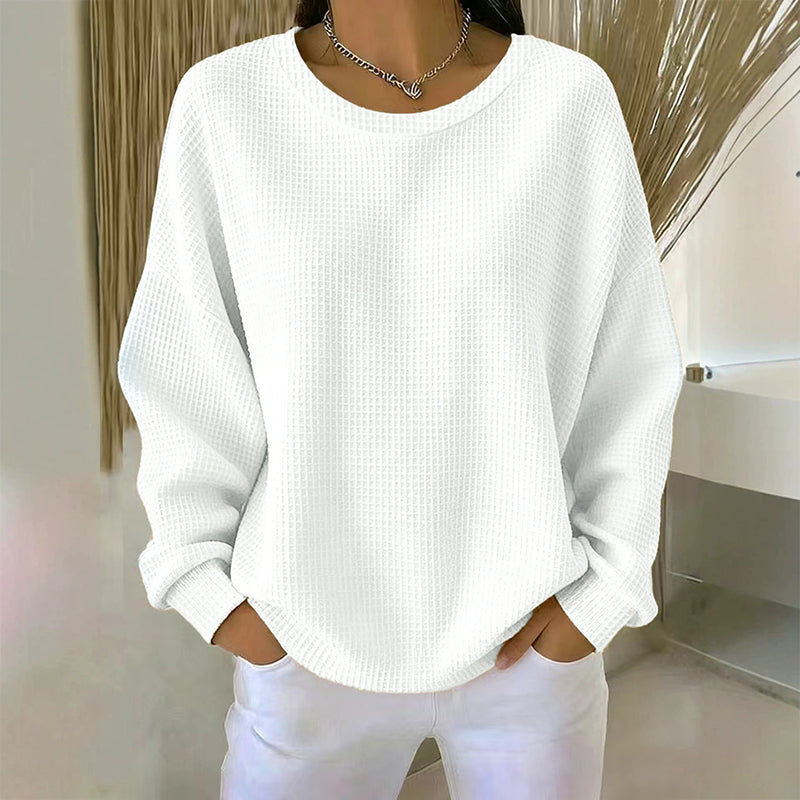 ✨Sweat-shirt ample pour femme en maille gaufre