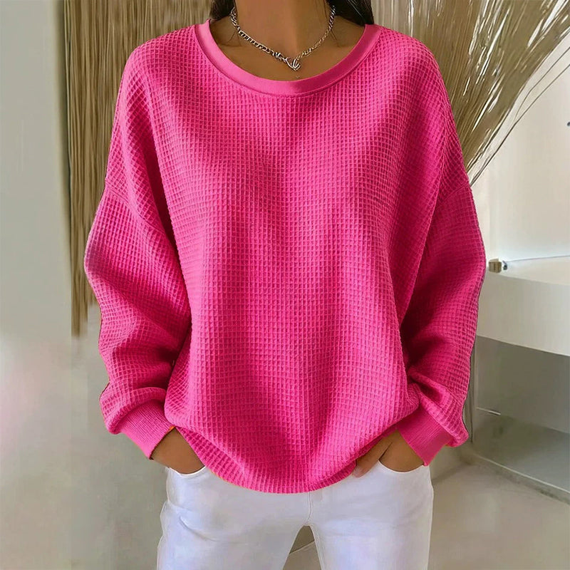 ✨Sweat-shirt ample pour femme en maille gaufre