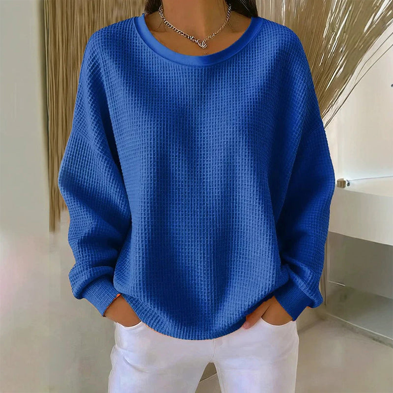 ✨Sweat-shirt ample pour femme en maille gaufre