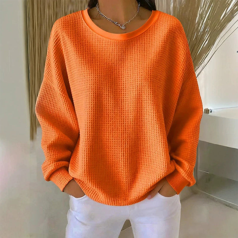 ✨Sweat-shirt ample pour femme en maille gaufre