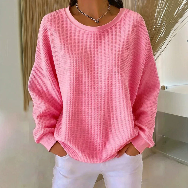 ✨Sweat-shirt ample pour femme en maille gaufre