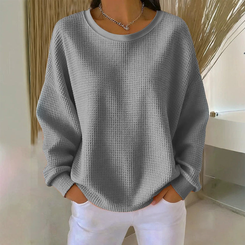 ✨Sweat-shirt ample pour femme en maille gaufre