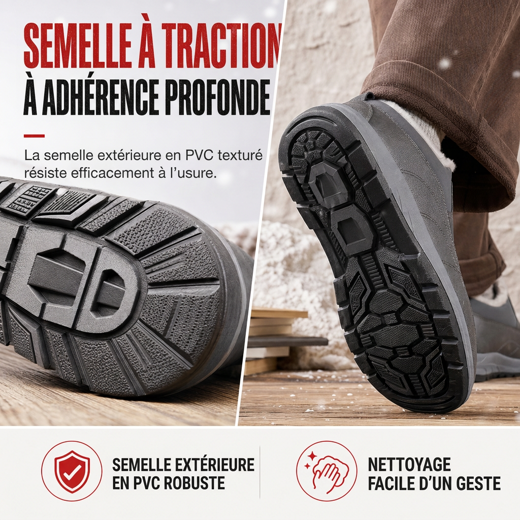 ❄️Chaussures d'hiver imperméables en polaire pour homme❄️dotées d'une semelle souple et antidérapante