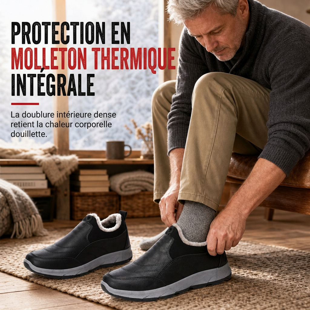 ❄️Chaussures d'hiver imperméables en polaire pour homme❄️dotées d'une semelle souple et antidérapante