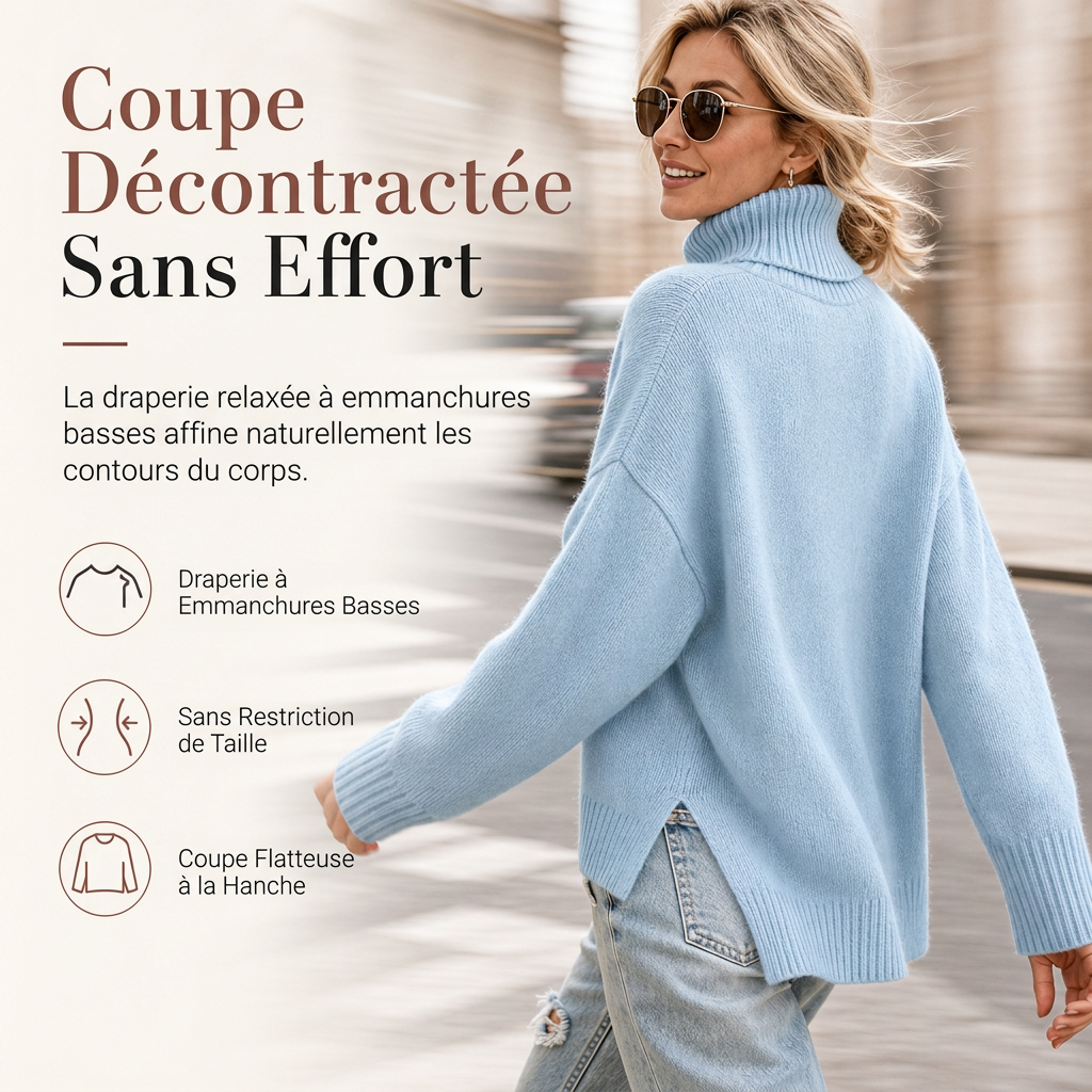 🍂Nouveautés d'automne les plus vendues | Pull tricoté tout doux pour femme – oversize élégant à col montant