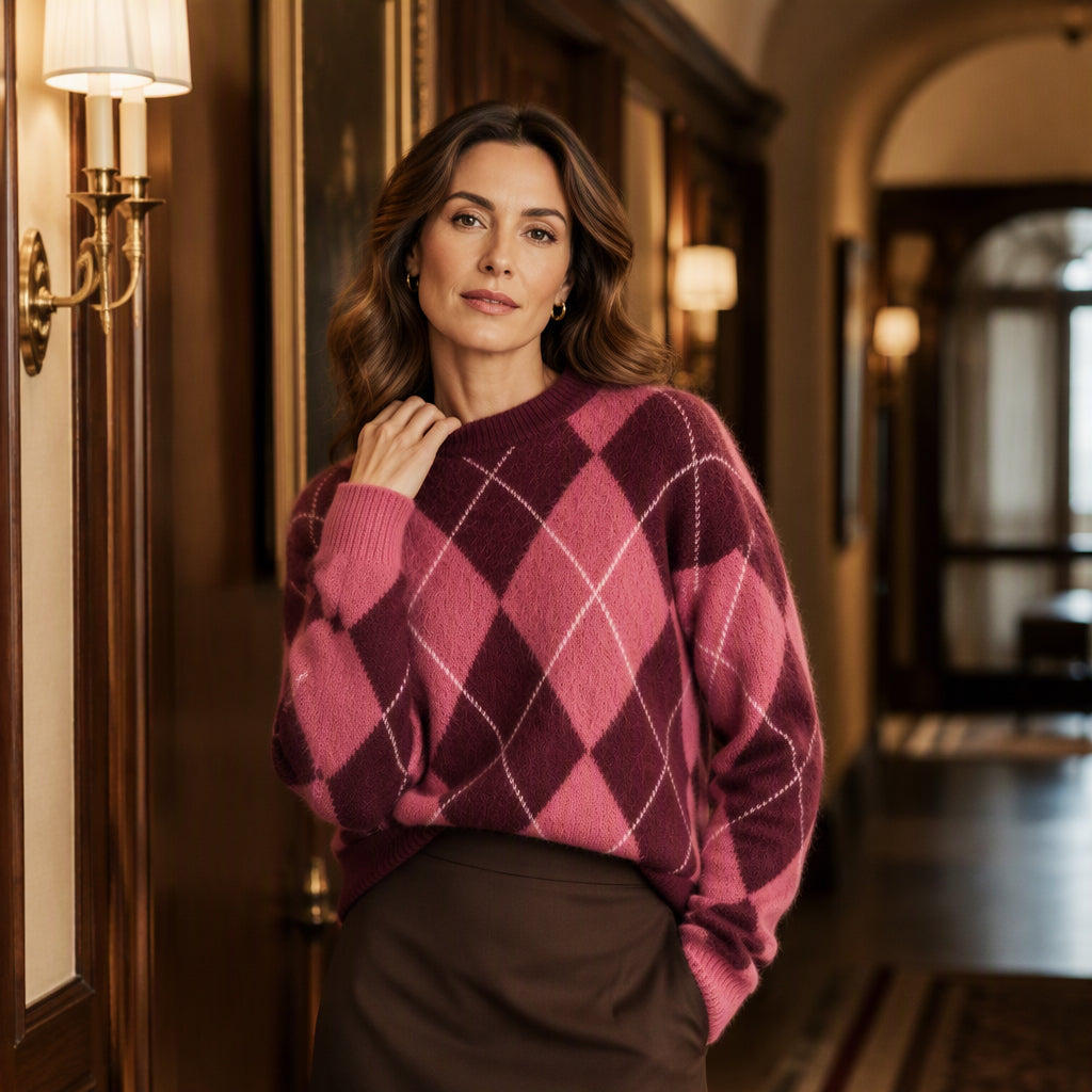 ⏰ Dernier jour de soldes – -50% de réduction ✨Pull en maille confortable pour femme avec motif losange rétro