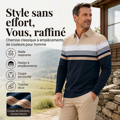 🔥Haut rayé à bloc de couleurs classique pour homme