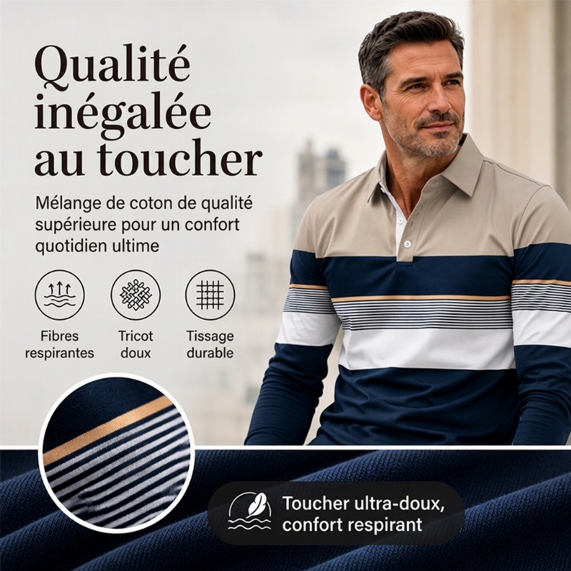 🔥Haut rayé à bloc de couleurs classique pour homme