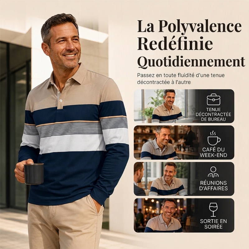 🔥Haut rayé à bloc de couleurs classique pour homme