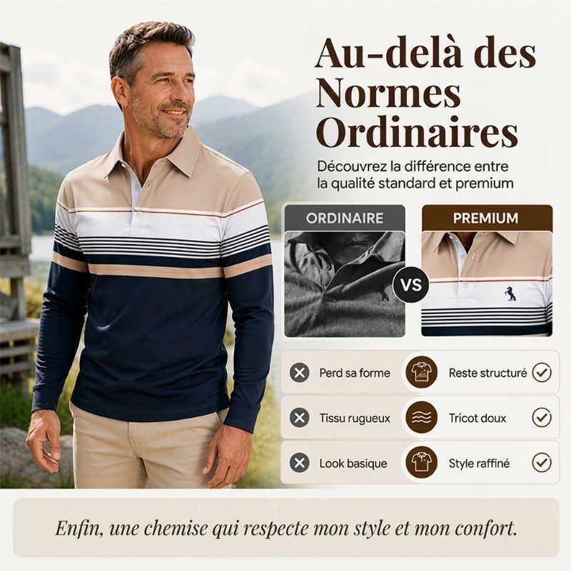 🔥Haut rayé à bloc de couleurs classique pour homme