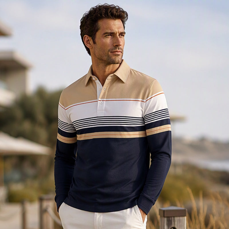 🔥Haut rayé à bloc de couleurs classique pour homme