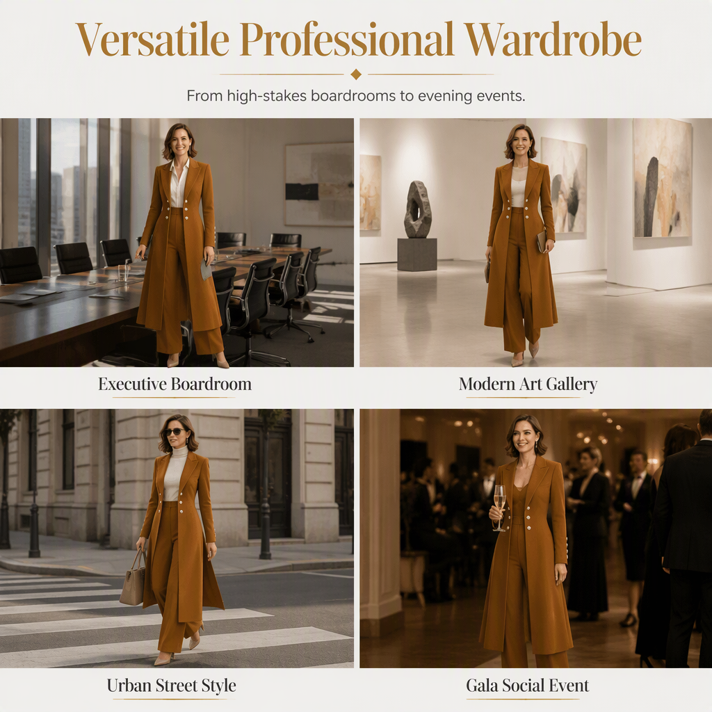 📢📢48 % DE RÉDUCTION !! ⏰Ensemble élégant d'automne pour femme, composé de deux pièces : un manteau rétro à manches longues et un pantalon sobre