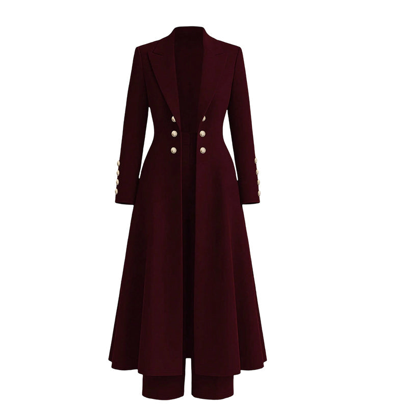 📢📢48 % DE RÉDUCTION !! ⏰Ensemble élégant d'automne pour femme, composé de deux pièces : un manteau rétro à manches longues et un pantalon sobre