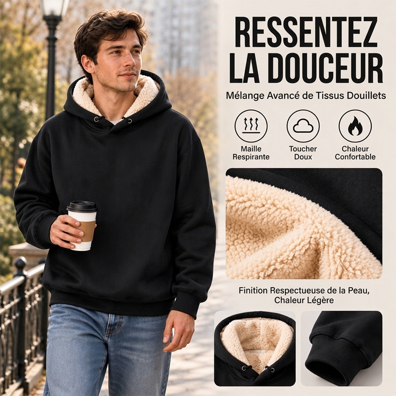 🔥 50% de réduction 🔥Hoodie homme épaissi avec doublure sherpa