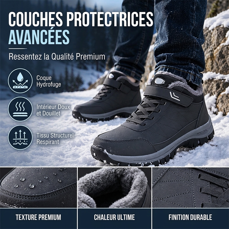 ⏳Liquidation totale❄️Bottes de neige d'hiver pour hommes avec doublure en peluche