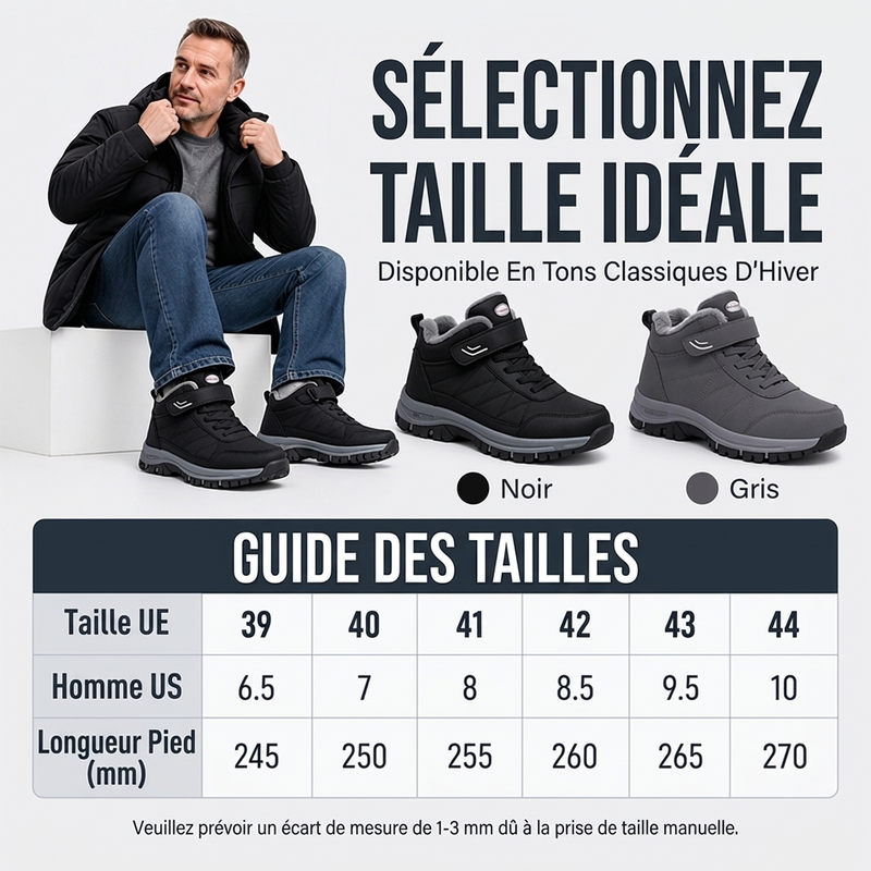 ⏳Liquidation totale❄️Bottes de neige d'hiver pour hommes avec doublure en peluche