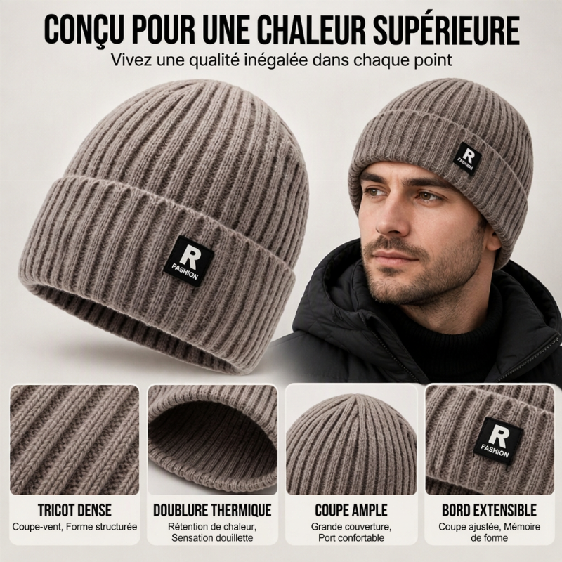 ⏳1 acheté, 1 offert⏳Bonnet chaud en maille slouchy pour homme