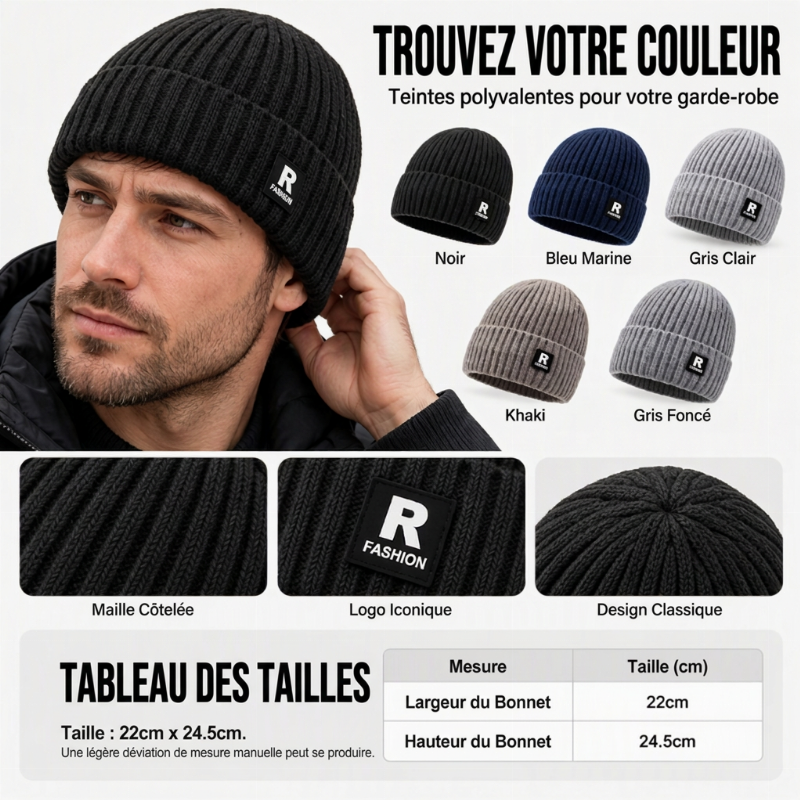 ⏳1 acheté, 1 offert⏳Bonnet chaud en maille slouchy pour homme