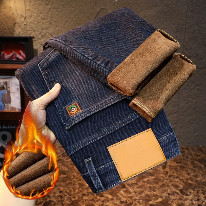 Jeans stretch pour hommes avec doublure en peluche épaisse