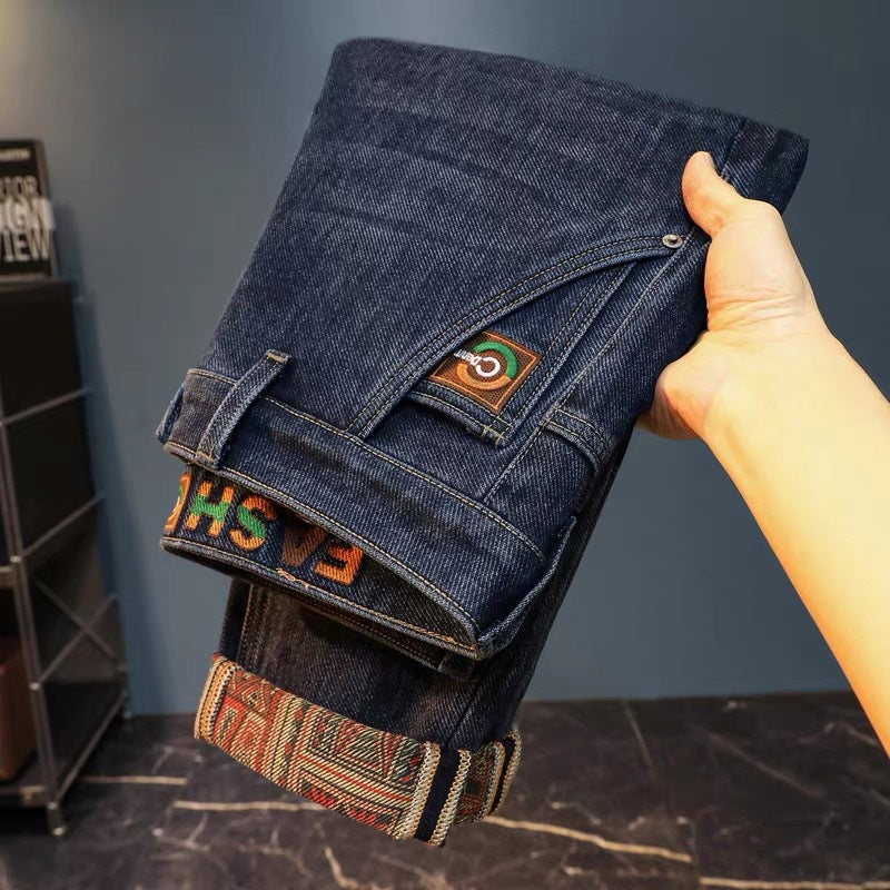 Jeans stretch pour hommes avec doublure en peluche épaisse