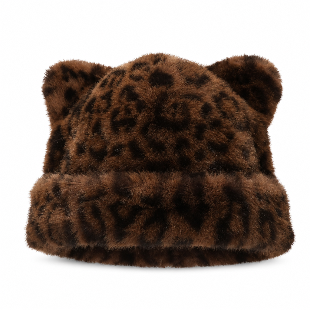 🧸Bonnet d'hiver en fausse fourrure de vison pelucheuse pour femme avec oreilles d'ourson mignonnes - Bonnet chaud pour temps froid