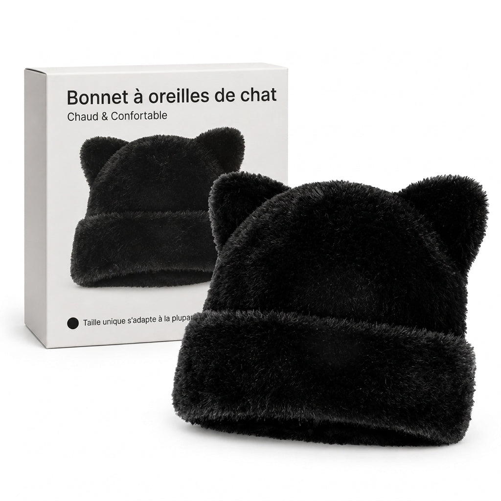 🧸Bonnet d'hiver en fausse fourrure de vison pelucheuse pour femme avec oreilles d'ourson mignonnes - Bonnet chaud pour temps froid