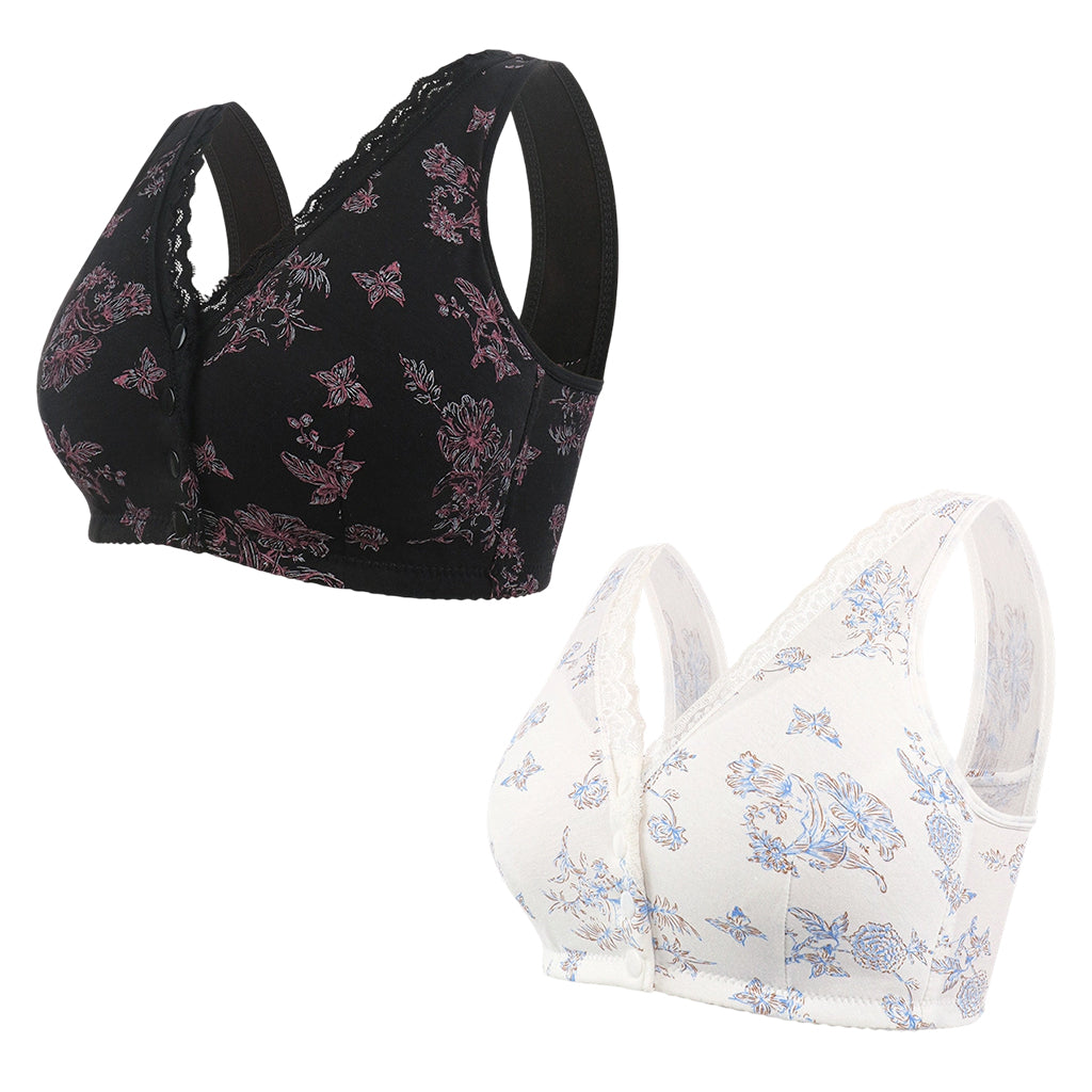 🔥 -50% ! Soutien-gorge sans fil grande taille pour femme, à motifs floraux et boutons devant