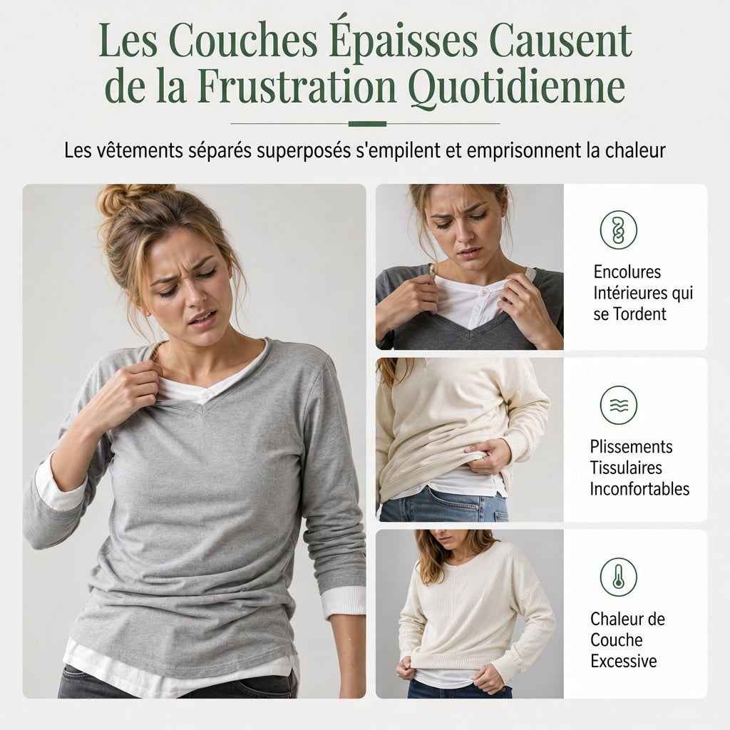 Haut en maille à effet superposé, décontracté et sans manches