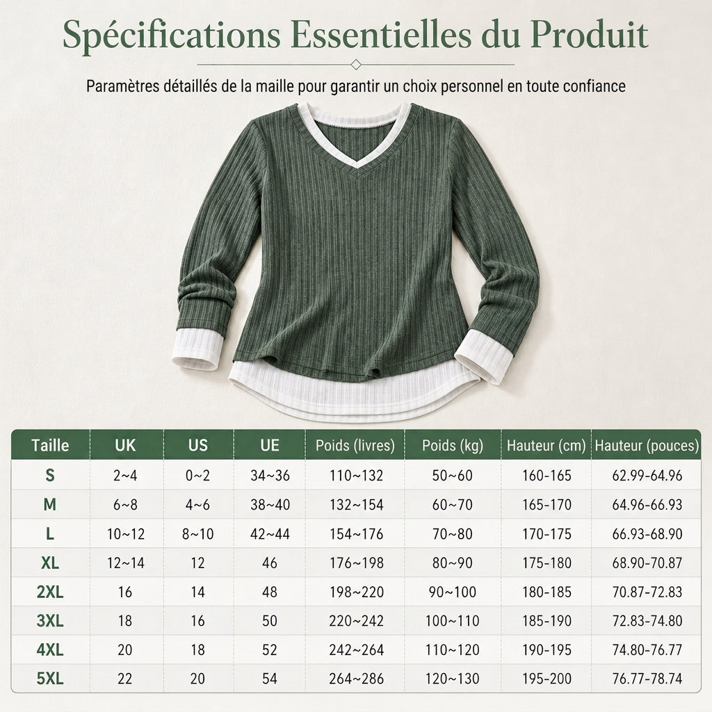 Haut en maille à effet superposé, décontracté et sans manches
