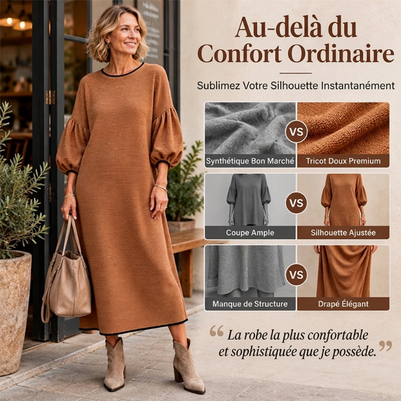 🌸50 % de réduction 💖 Robe à manches bouffantes pour femme